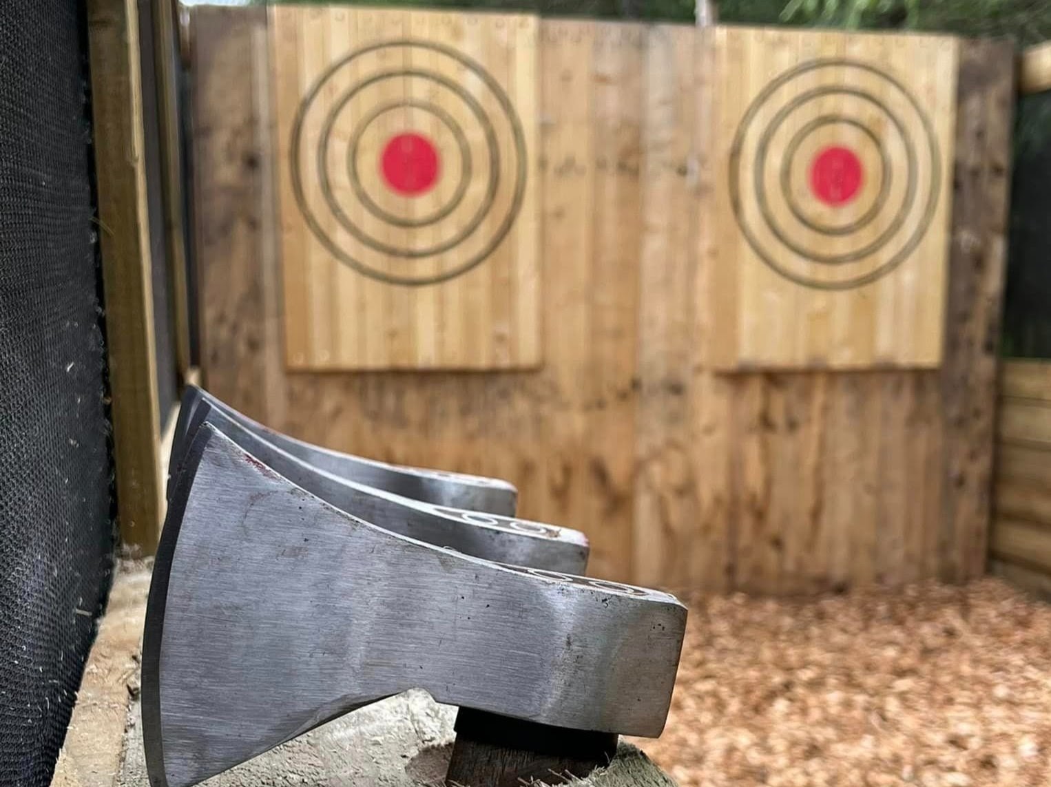 Axes and wooden targets at Wild Cairns