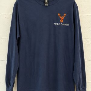 Wild Cairns Long-sleeved T-shirt - Navy (Embroidered front, printed back)